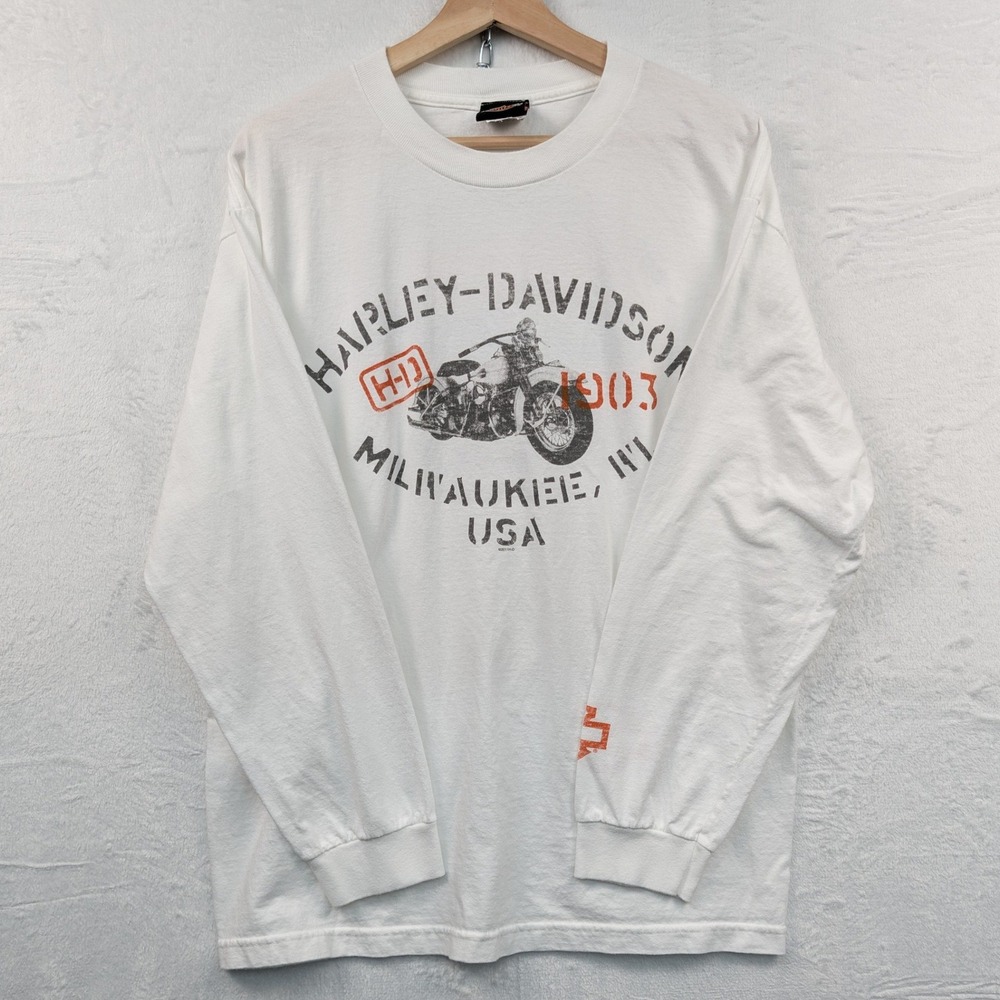 VTG Harley-Davidson T-Shirt Men's Large White Moto Biker Sarasota Florida Y2K